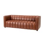 Ulysses Genuine Leather Sofa – Brown Channel-Tufted Luxury Sofa - Image 2