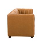 Ulysses Genuine Leather Sofa – Camel Channel-Tufted Luxury Sofa - Image 3