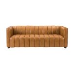 Ulysses Genuine Leather Sofa – Camel Channel-Tufted Luxury Sofa - Image 5