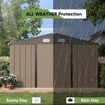 VEIKOUS 10 ft. x 10 ft. Outdoor Metal Storage Shed with Lockable Door and Vents, Gray - Image 5