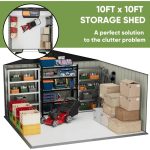 VEIKOUS 10 ft. x 10 ft. Outdoor Metal Storage Shed with Lockable Door and Vents, Gray - Image 3