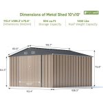 VEIKOUS 10 ft. x 10 ft. Outdoor Metal Storage Shed with Lockable Door and Vents, Gray - Image 6