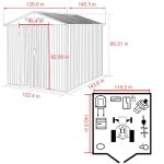 Veikous 10 ft. x 12 ft. Outdoor Metal Storage Shed with Lockable Door and Vents, Gray - Image 3