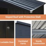 Veikous 10 ft. x 12 ft. Outdoor Metal Storage Shed with Lockable Door and Vents, Gray - Image 2