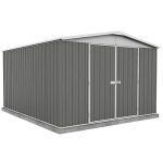 Veikous 10 ft. x 12 ft. Outdoor Metal Storage Shed with Lockable Door and Vents, Gray - Prioka