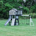 Whispering Point Outdoor Wooden Swing Set with Shipping Assembly Included