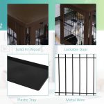 Wooden Decorative Dog Cage Pet Crate with Fence Side Table Small Animal House and Tabletop, Brown - Image 5
