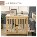 Wooden Dog Crate Furniture with Soft Cushion, Dog Crate End Table with Double Doors, Indoor Pet Crate for Small Medium Dogs - Image 2