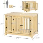 Wooden Dog Crate, Indoor Dog Kennels with Cushion Drawer Bowl Storage for Small Dogs, 37.5" x 23" x 27.5", Natural - Image 3