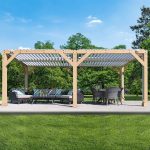Yardistry 10×20 ft Natural Cedar Wooden Louvered Pergola - Prioka
