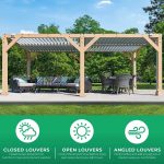 Yardistry 10×20 ft Natural Cedar Wooden Louvered Pergola - Image 2
