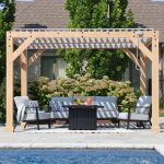 Yardistry Structures 10×12 Ft Cedar Wood Louvered Pergola, Natural Cedar - Prioka