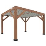 Yardistry Structures 13 x 11 ft Cedar Louvered Roof Pergola - Image 7