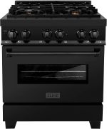 ZLINE Legacy 30-inch 4.0 Cu. Ft. Dual Fuel Range with Brass Burners, Black Stainless Steel (RAB-BR-30) - Prioka