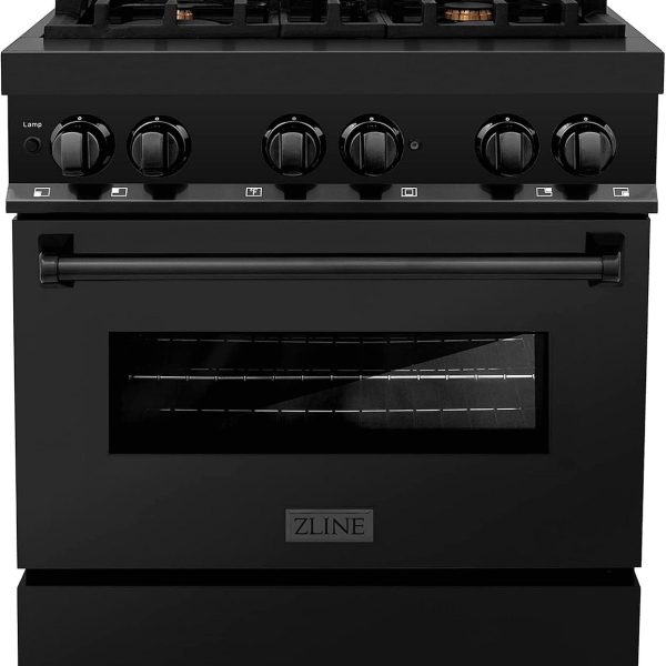 ZLINE Legacy 30-inch 4.0 Cu. Ft. Dual Fuel Range with Brass Burners, Black Stainless Steel (RAB-BR-30) - Prioka